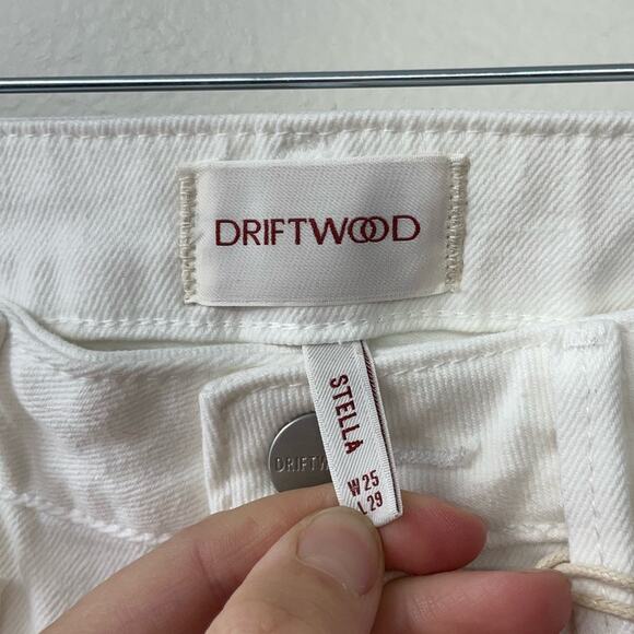 NWT Driftwood Jeans White Denim Size 25 0 High Rise Solid White Straight Leg - Picture 4 of 7